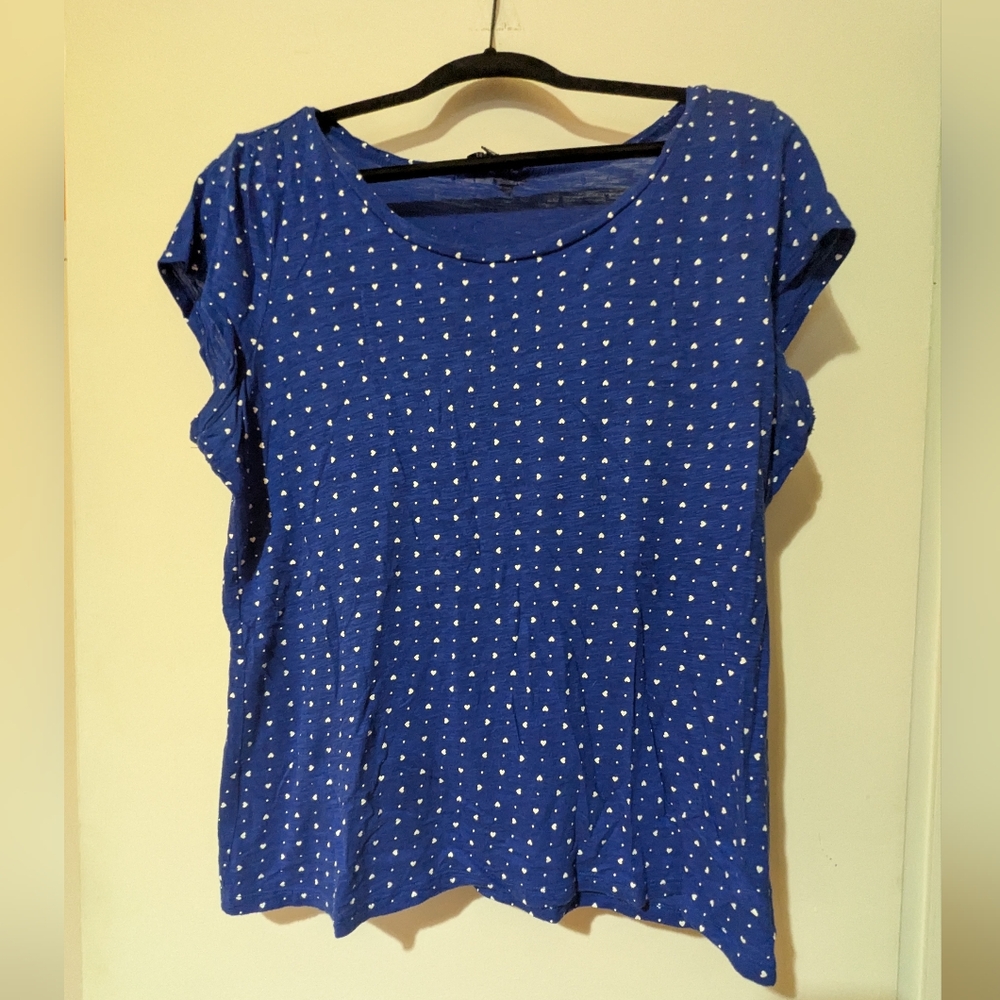 The Limited Blue and White Cuffed Sleeve Boxy Tee